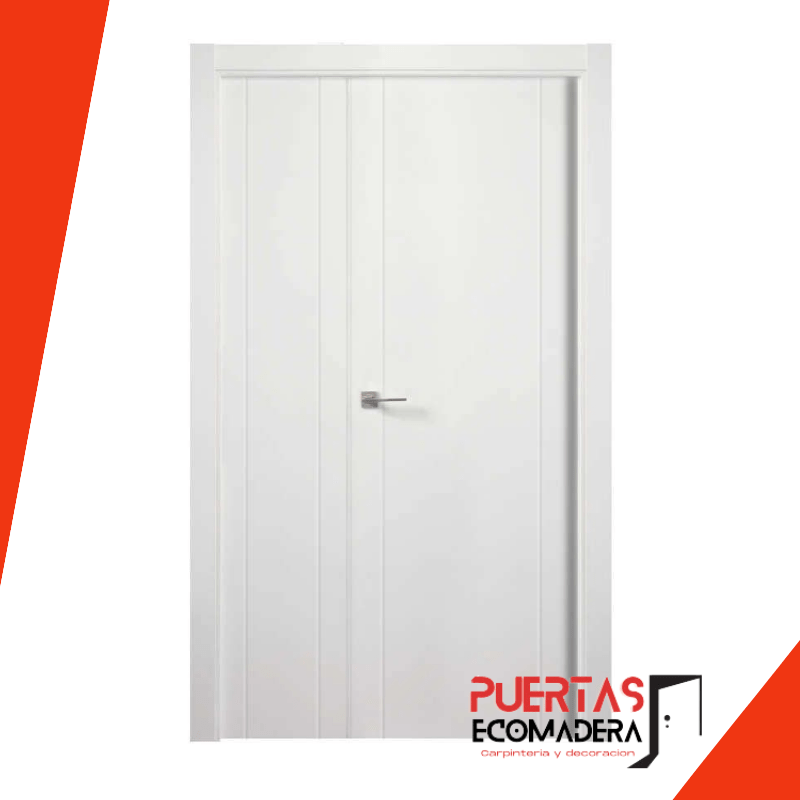Puerta Lisa de Doble Hoja con 2 Ranuras